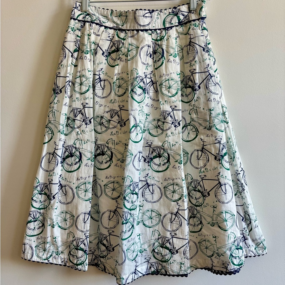 Vintage Style Retro Bicycle Print Midi A-Line Skirt